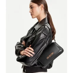 Borsa Piatta a Spalla LOVE MOSCHINO linea Lettering Logo Nero