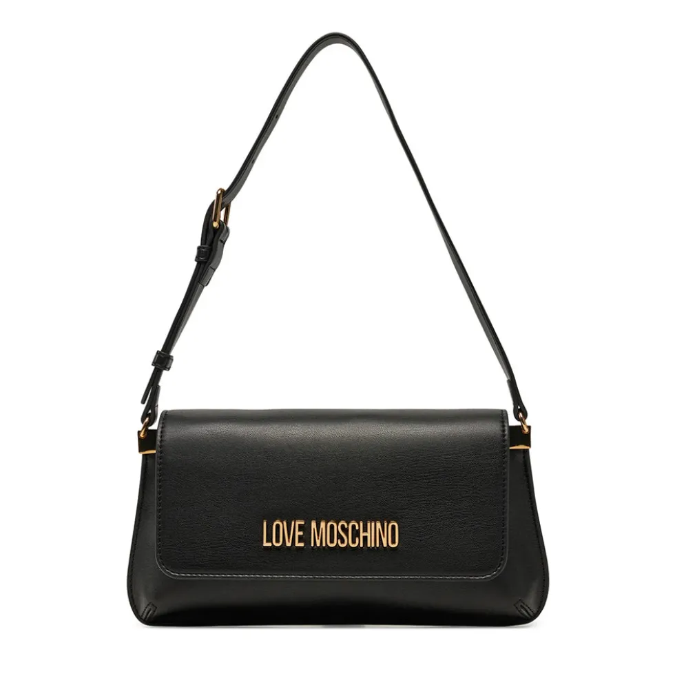 Borsa Piatta a Spalla LOVE MOSCHINO linea Lettering Logo Nero