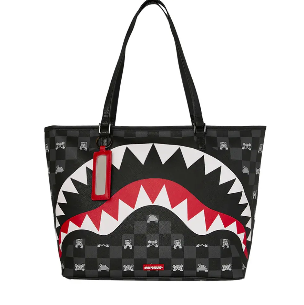 Borsa Tote Donna SPRAYGROUND stampa Gray Peeking Character Check