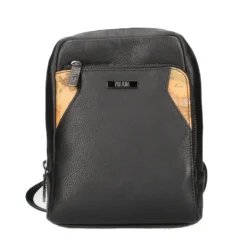 Borsello Uomo Medio 1A Classe Alviero Martini linea Western Leather in Pelle Nera LD07