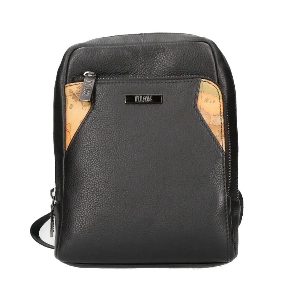 Borsello Uomo Medio 1A Classe Alviero Martini linea Western Leather in Pelle Nera LD07