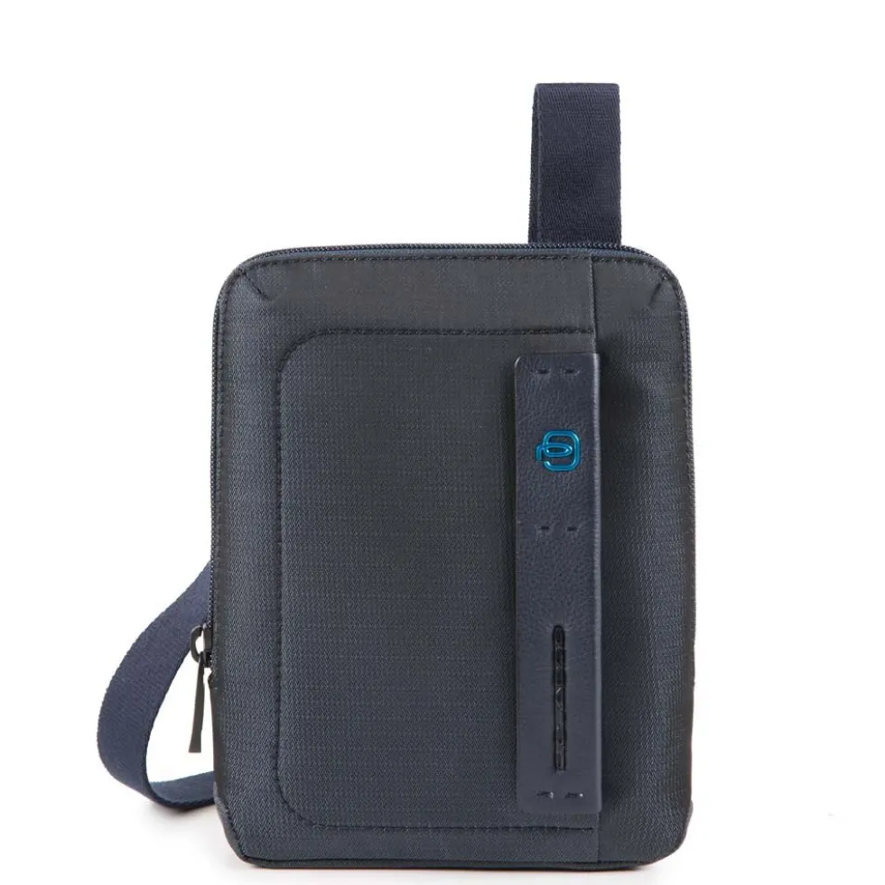 Borsello Uomo PIQUADRO a Tracolla con porta iPadmini - CA3084P16 in Tessuto Chevron - Blu