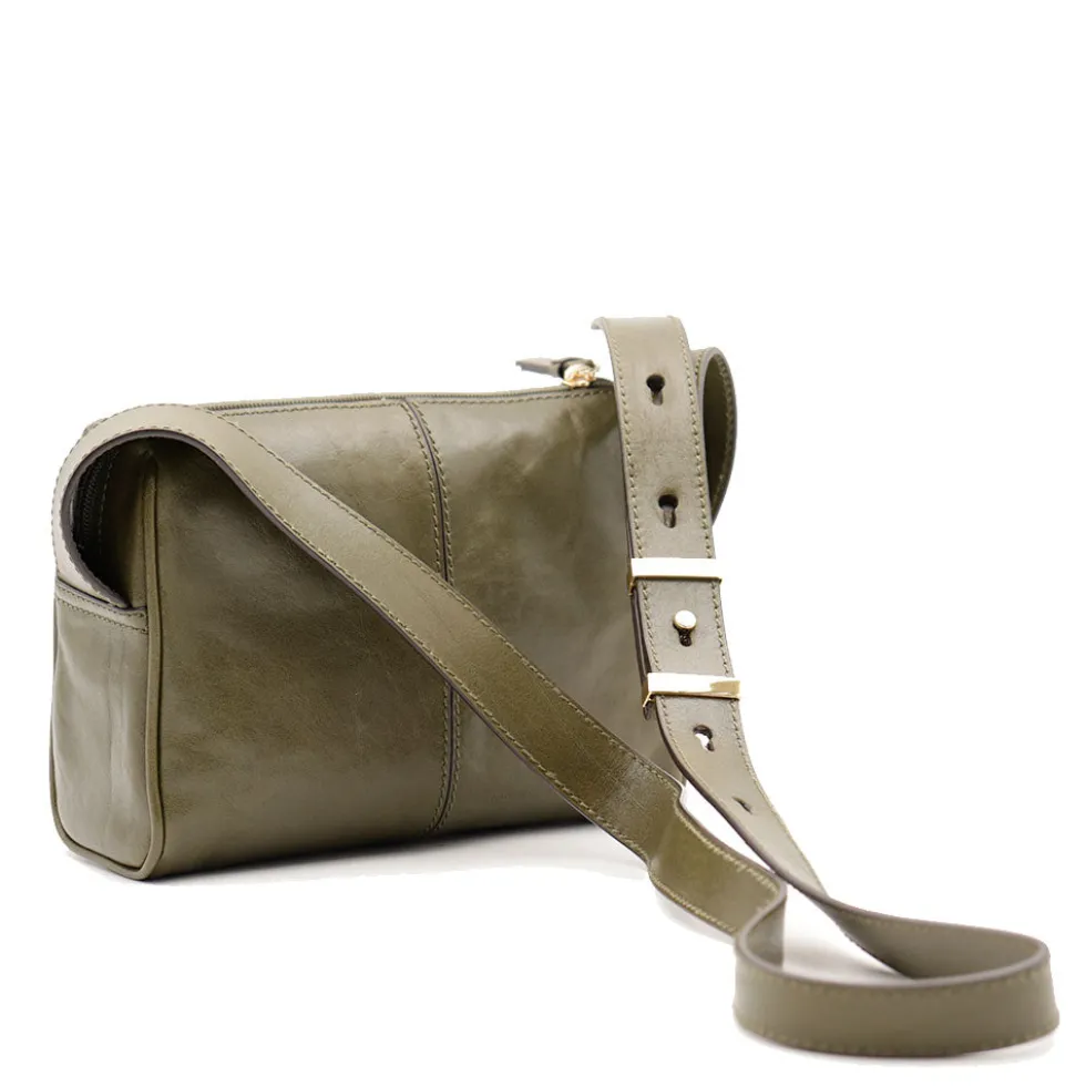 Camera Case Donna a Tracolla THE BRIDGE linea Flora in Pelle Verde Timo