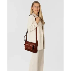 Camera Case Donna a Tracolla THE BRIDGE linea Flora in Pelle Marrone