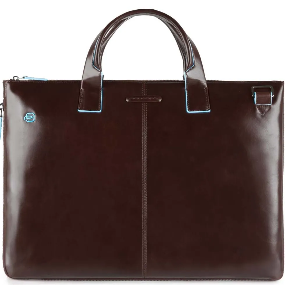 Cartella Sottile PIQUADRO con Porta Pc 15" Espandibile in Pelle Mogano Linea Blue Square - CA4021B2