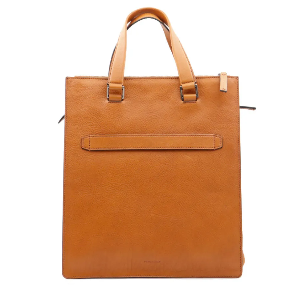 Cartella Uomo Verticale THE BRIDGE linea Leone in Pelle color Cognac