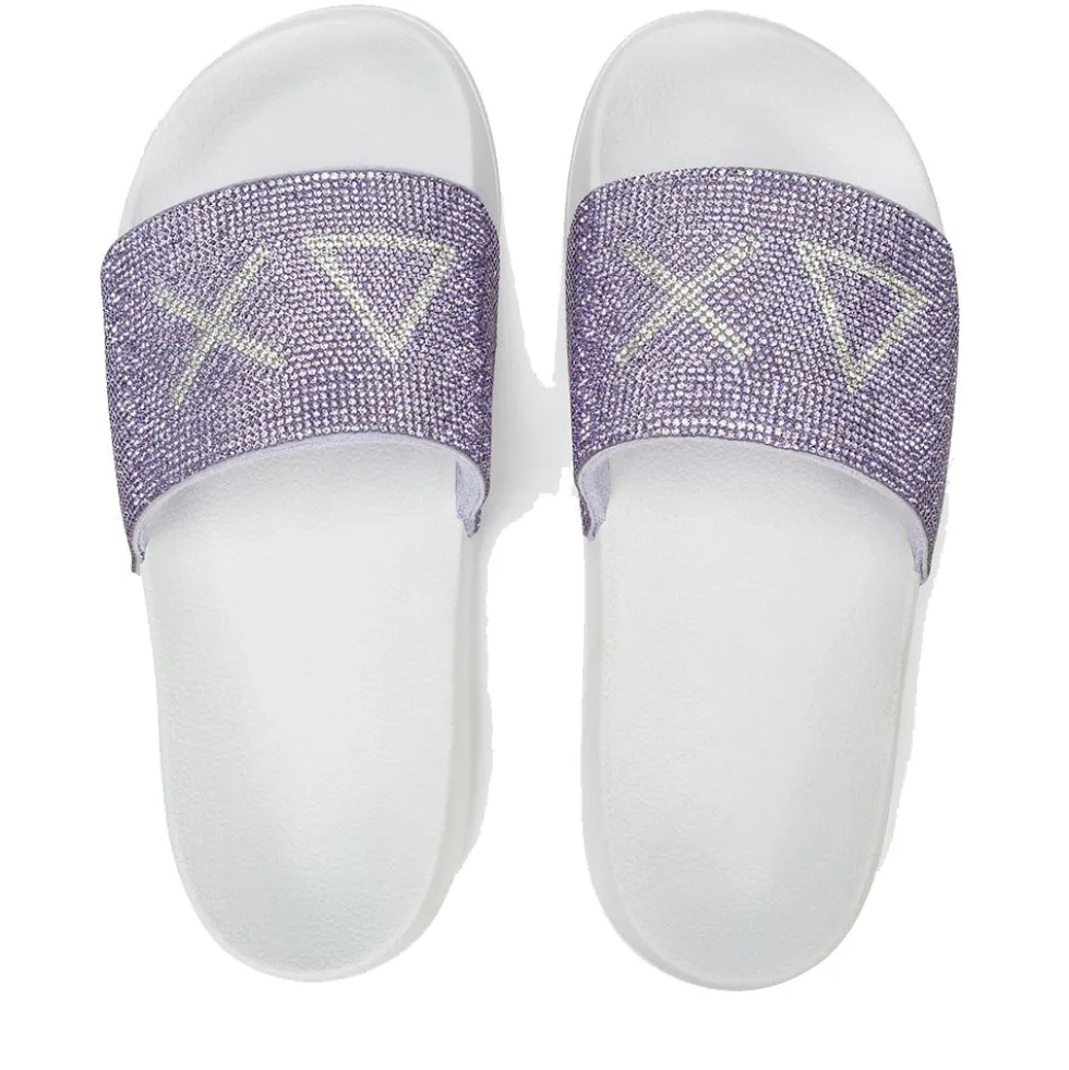 Ciabatte da Donna Sun68 Linea Slippers Strass Logo Colore Bianco - Lilla - X36211