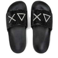 Ciabatte da Donna Sun68 Linea Slippers Strass Logo Colore Nero - X36211