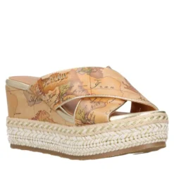 Ciabatte Donna con Zeppa 1A Classe Alviero Martini in Eco Nappa stampa Geo Classic 1401