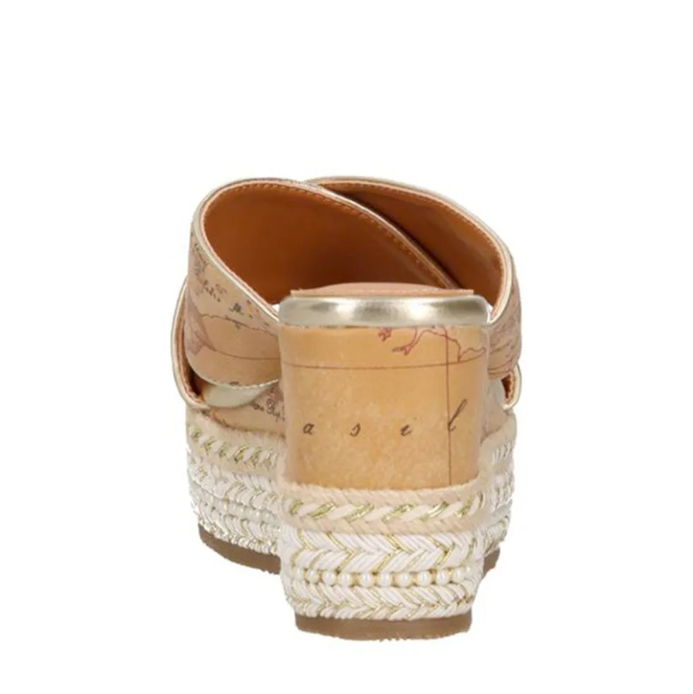 Ciabatte Donna con Zeppa 1A Classe Alviero Martini in Eco Nappa stampa Geo Classic 1401