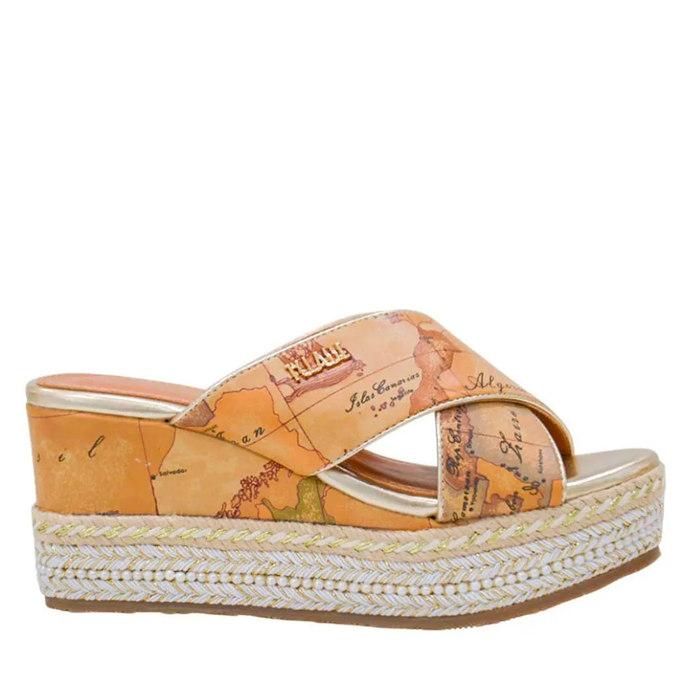 Ciabatte Donna con Zeppa 1A Classe Alviero Martini in Eco Nappa stampa Geo Classic 1401