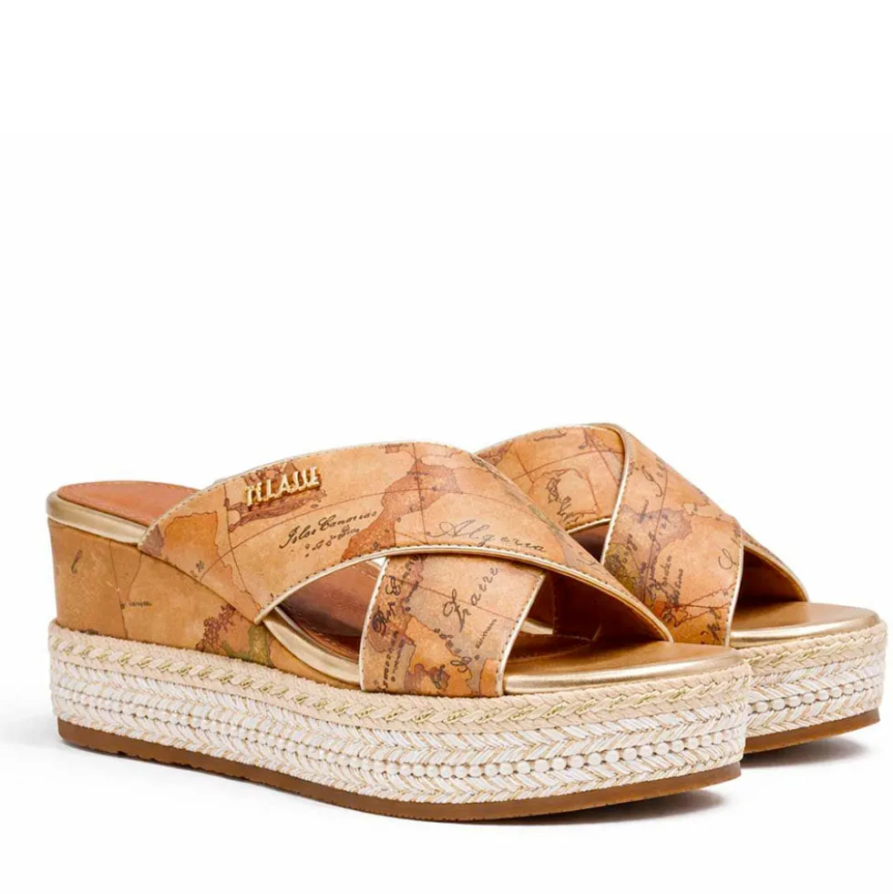Ciabatte Donna con Zeppa 1A Classe Alviero Martini in Eco Nappa stampa Geo Classic 1401