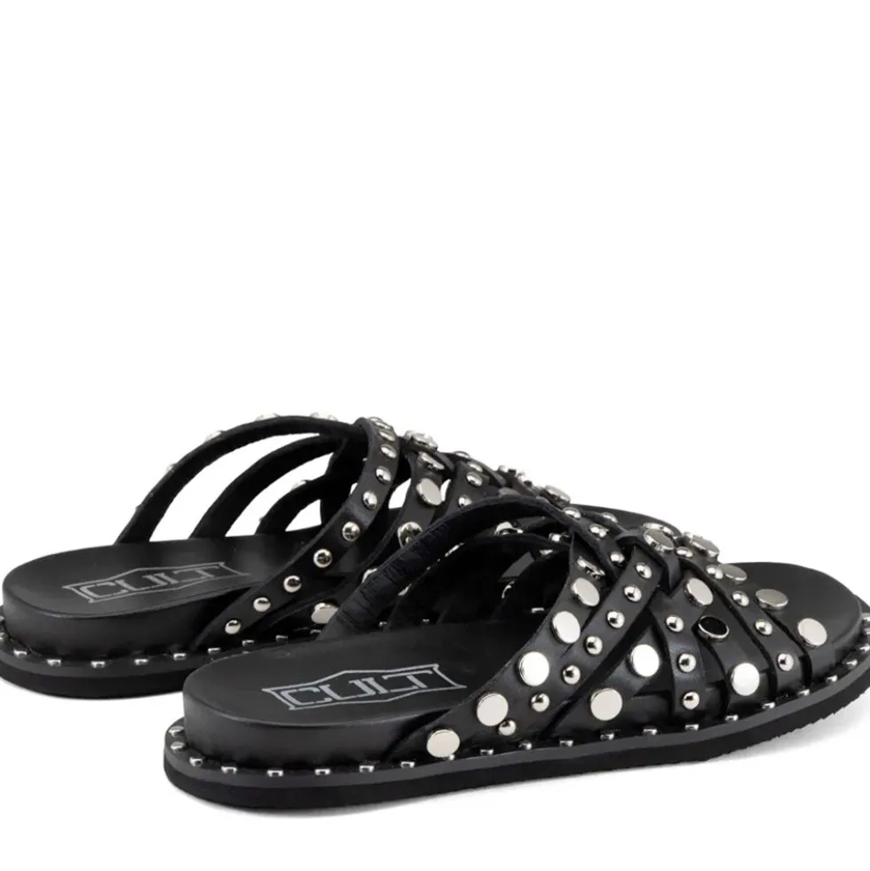 Ciabatte Donna CULT Roshelle 4275 in Pelle Colore Nero con Borchie Piatte Applicate