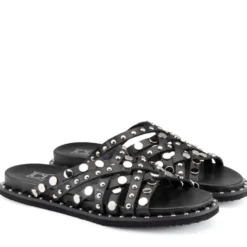 Ciabatte Donna CULT Roshelle 4275 in Pelle Colore Nero con Borchie Piatte Applicate