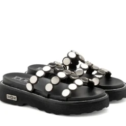 Ciabatte Donna CULT Ziggy 4769 in Pelle Nera con Borchie Piatte