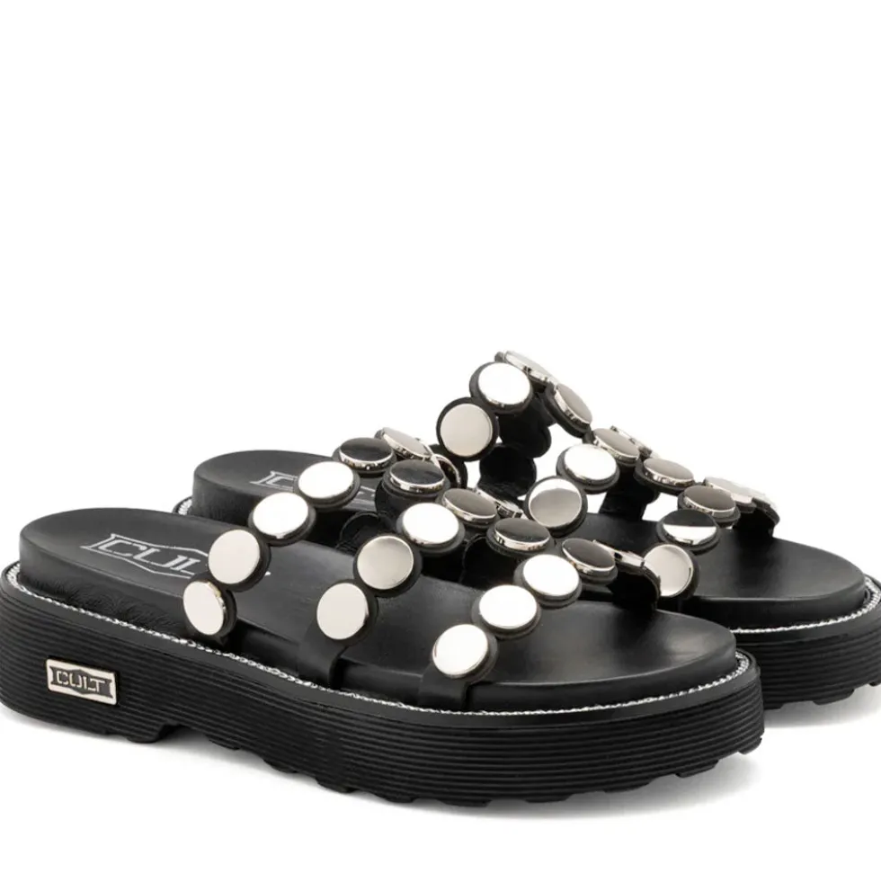 Ciabatte Donna CULT Ziggy 4769 in Pelle Nera con Borchie Piatte