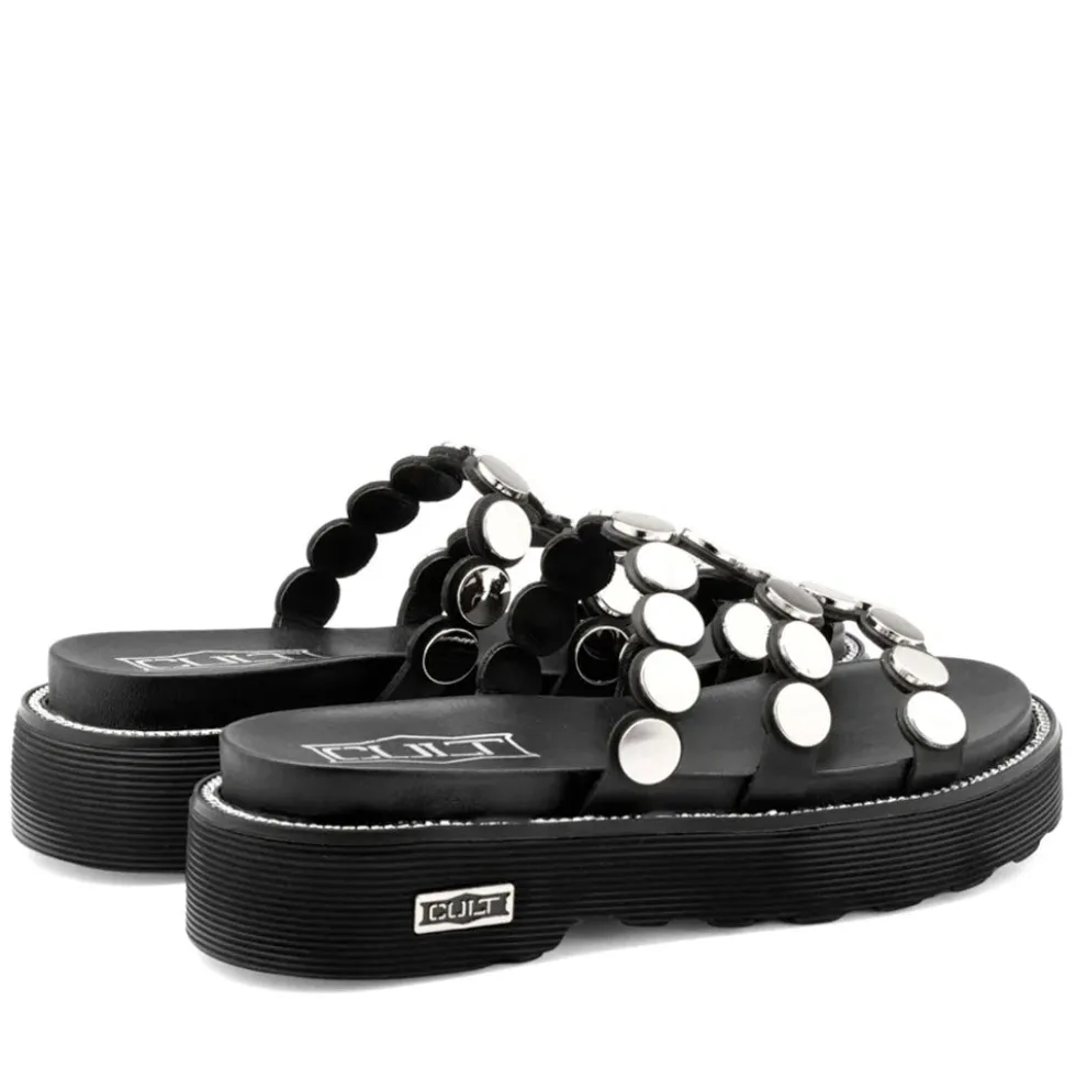 Ciabatte Donna CULT Ziggy 4769 in Pelle Nera con Borchie Piatte