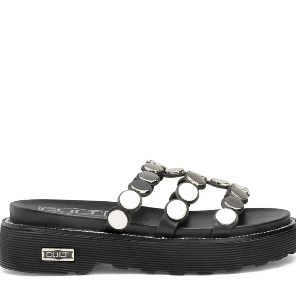 Ciabatte Donna CULT Ziggy 4769 in Pelle Nera con Borchie Piatte