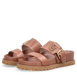 Ciabatte Donna Doppia Fascia LIU JO Livia 02 in Pelle color Cuoio
