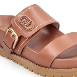 Ciabatte Donna Doppia Fascia LIU JO Livia 02 in Pelle color Cuoio