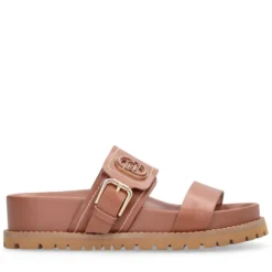 Ciabatte Donna Doppia Fascia LIU JO Livia 02 in Pelle color Cuoio