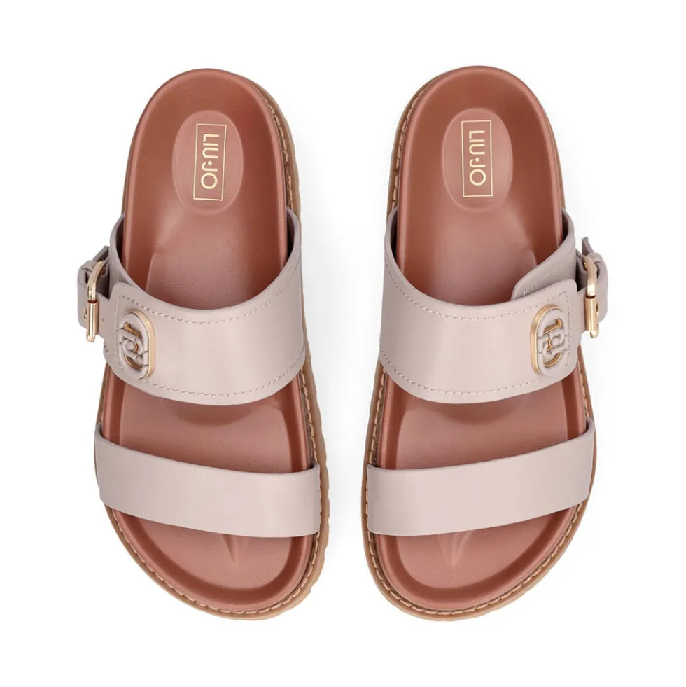 Ciabatte Donna Doppia Fascia LIU JO Livia 02 in Pelle Beige