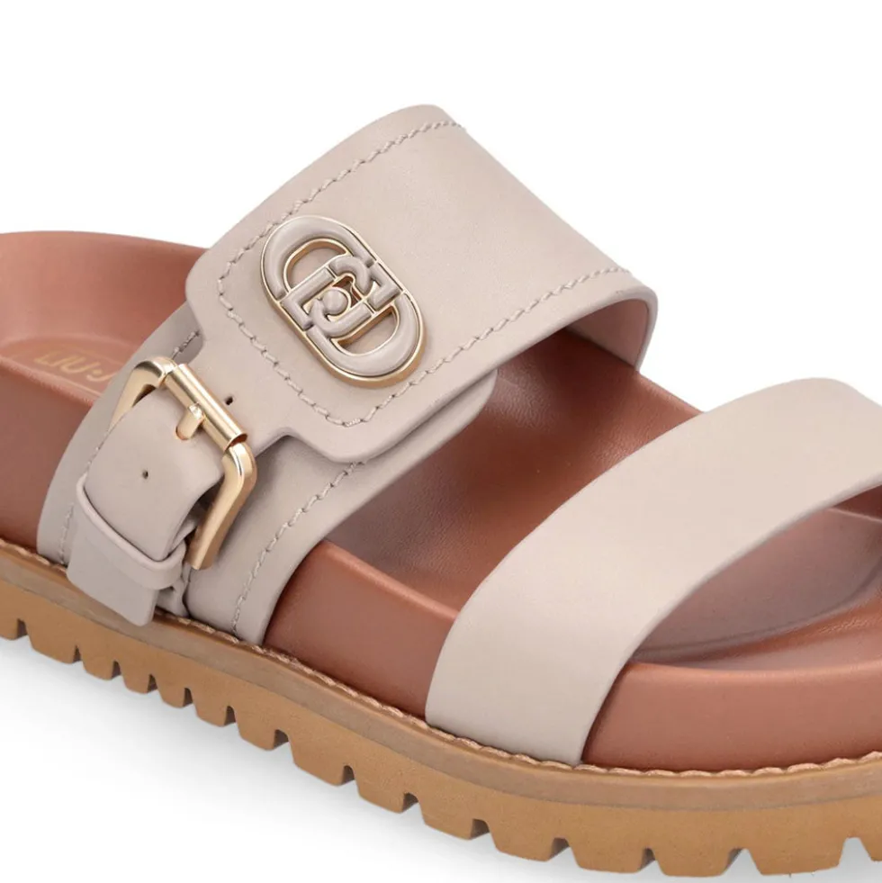 Ciabatte Donna Doppia Fascia LIU JO Livia 02 in Pelle Beige