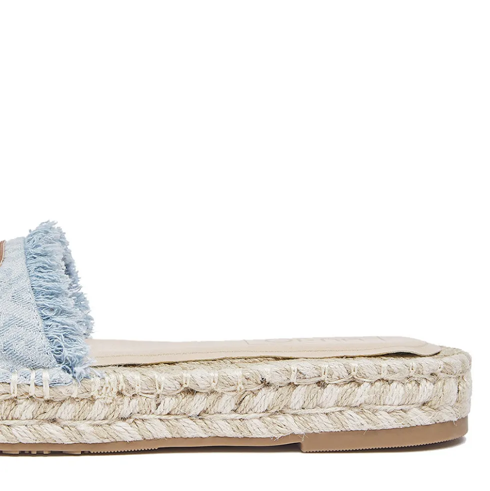 Ciabatte Donna Modello Espradillas LIU JO Paros 02 in Denim Jacquard Logato Light Blue