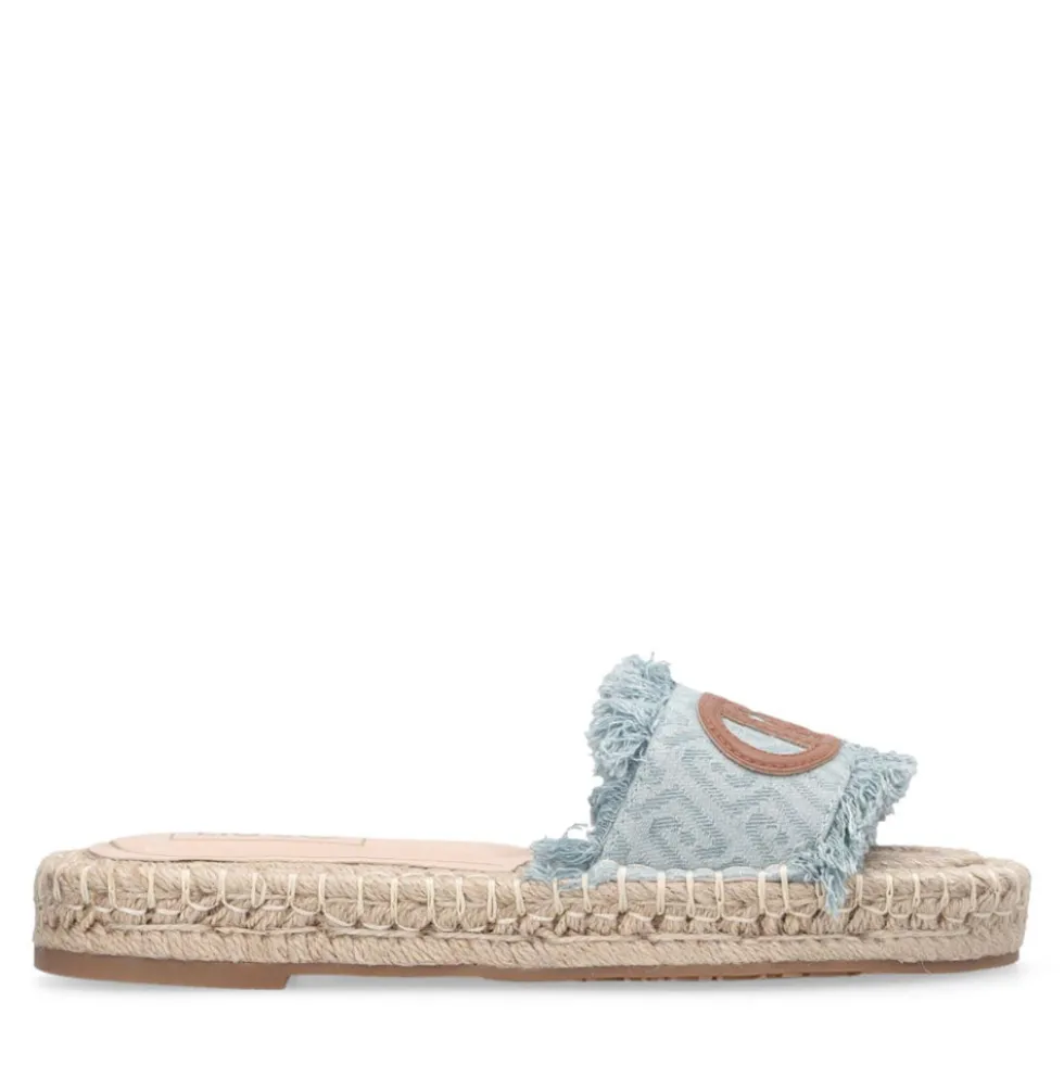 Ciabatte Donna Modello Espradillas LIU JO Paros 02 in Denim Jacquard Logato Light Blue