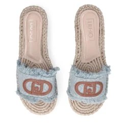 Ciabatte Donna Modello Espradillas LIU JO Paros 02 in Denim Jacquard Logato Light Blue