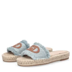Ciabatte Donna Modello Espradillas LIU JO Paros 02 in Denim Jacquard Logato Light Blue
