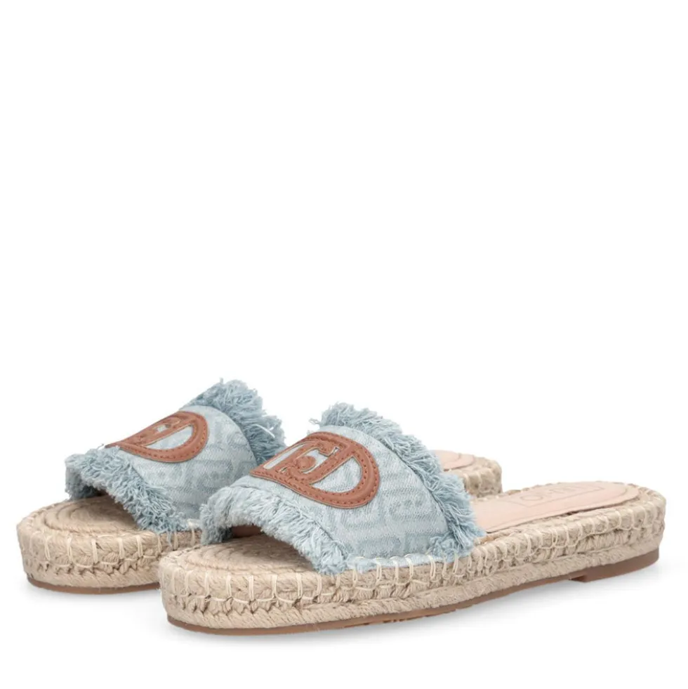 Ciabatte Donna Modello Espradillas LIU JO Paros 02 in Denim Jacquard Logato Light Blue