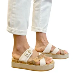 Ciabatte Platform 1A Classe Alviero Martini Bianco Sporco e Geo Beige 2493