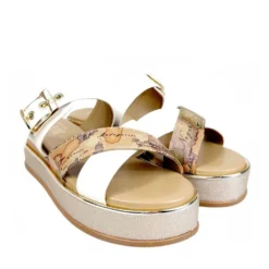 Ciabatte Platform 1A Classe Alviero Martini Bianco Sporco e Geo Beige 2493