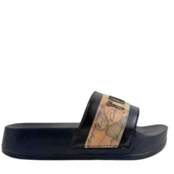 Ciabatte Platform 1A Classe Alviero Martini in Gomma Nera e Geo Beige 2504