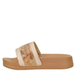 Ciabatte Platform 1A Classe Alviero Martini in Gomma Platino e Geo Beige 2504