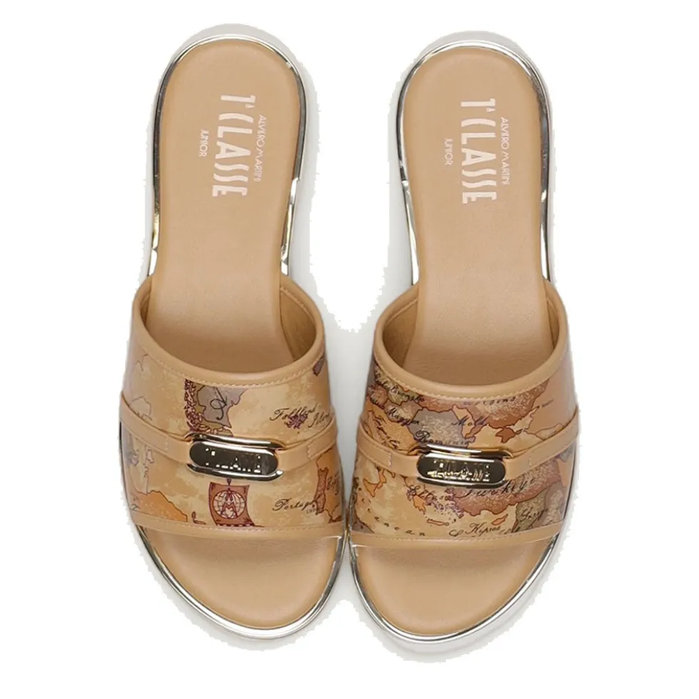 Ciabattine Flat 1A Classe Alviero Martini in Eco Nappa stampa Geo Classic 2450