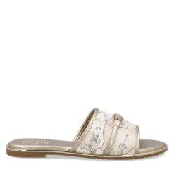 Ciabattine Flat 1A Classe Alviero Martini in Eco Nappa stampa Geo Latte 2450
