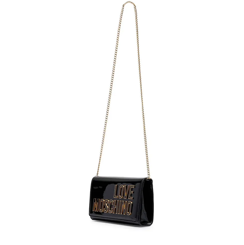 Clutch con Tracolla LOVE MOSCHINO in Vernice Nera