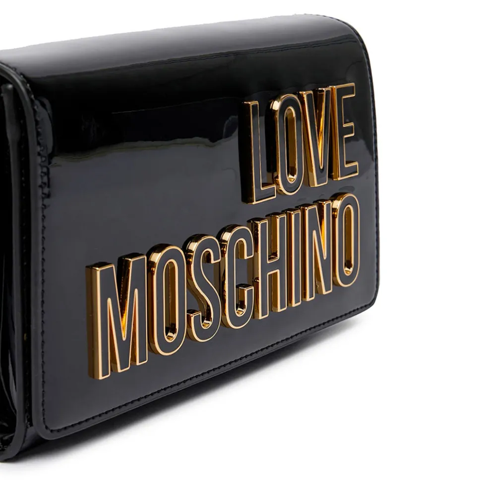 Clutch con Tracolla LOVE MOSCHINO in Vernice Nera