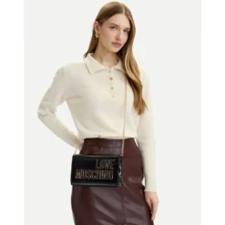 Clutch con Tracolla LOVE MOSCHINO in Vernice Nera
