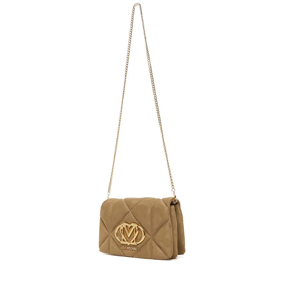 Clutch con Tracolla LOVE MOSCHINO in Tessuto Soft color Sabbia