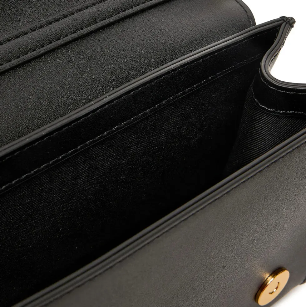 Clutch Donna con Tracolla LOVE MOSCHINO linea Gold Metal Logo in Tessuto Soft Nero