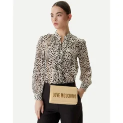 Clutch Donna con Tracolla LOVE MOSCHINO linea Smart Daily Bag Lettering Logo color Burro