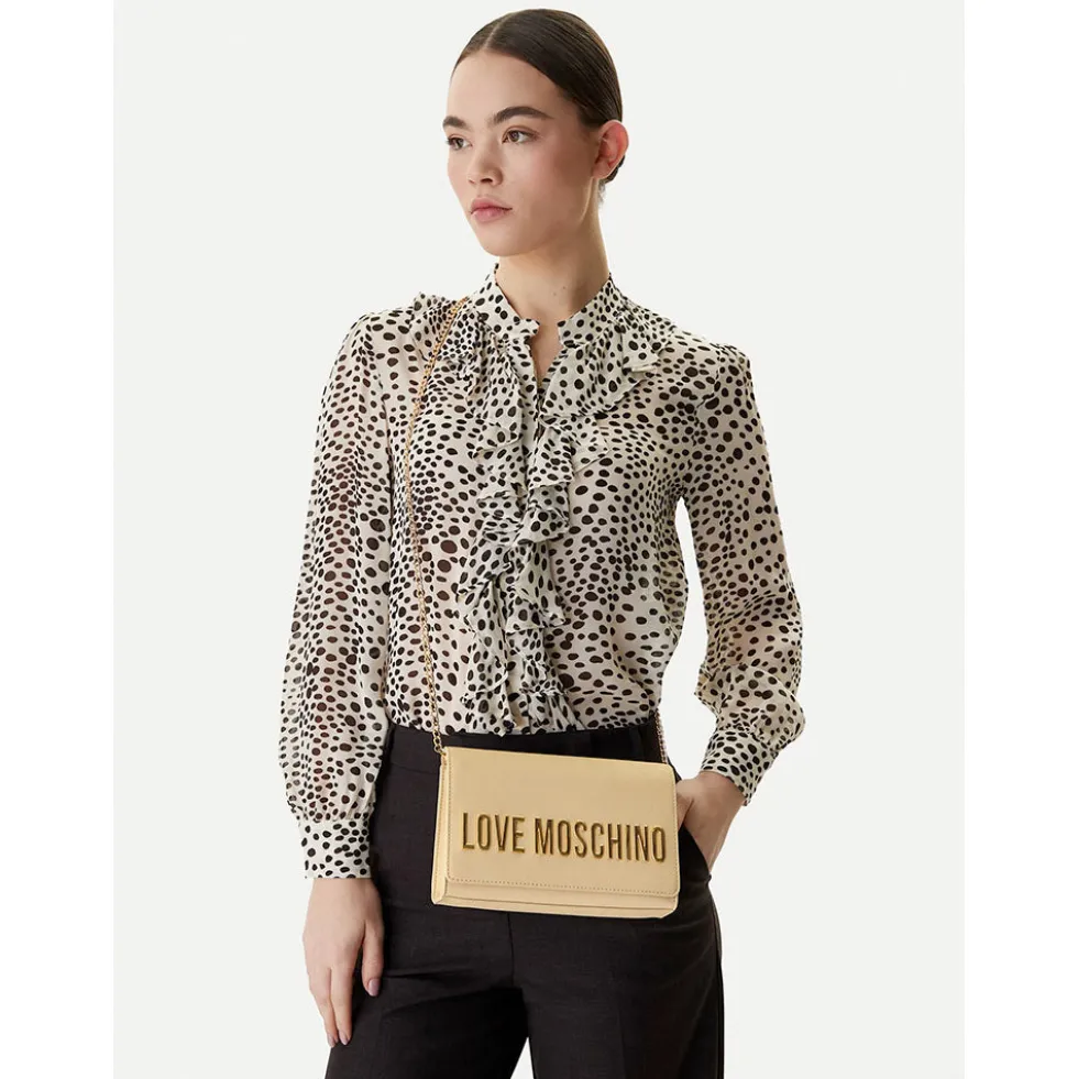 Clutch Donna con Tracolla LOVE MOSCHINO linea Smart Daily Bag Lettering Logo color Burro