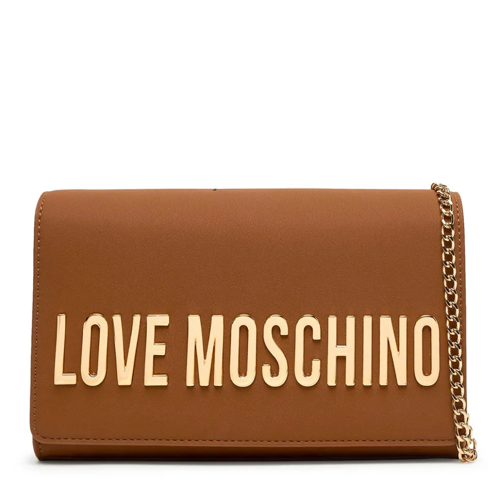 Clutch Donna con Tracolla LOVE MOSCHINO linea Smart Daily Bag Lettering Logo color Cuoio