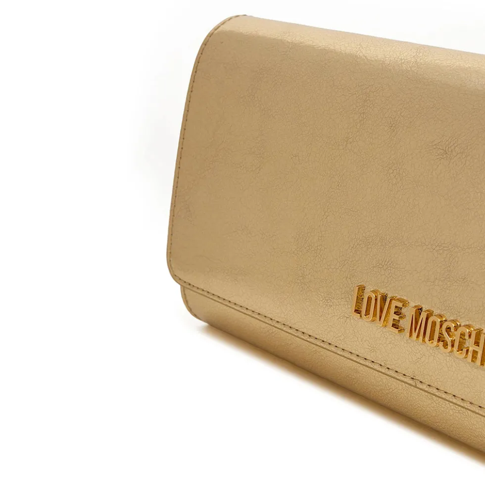 Clutch Donna con Tracolla LOVE MOSCHINO effetto Metallizzato Oro