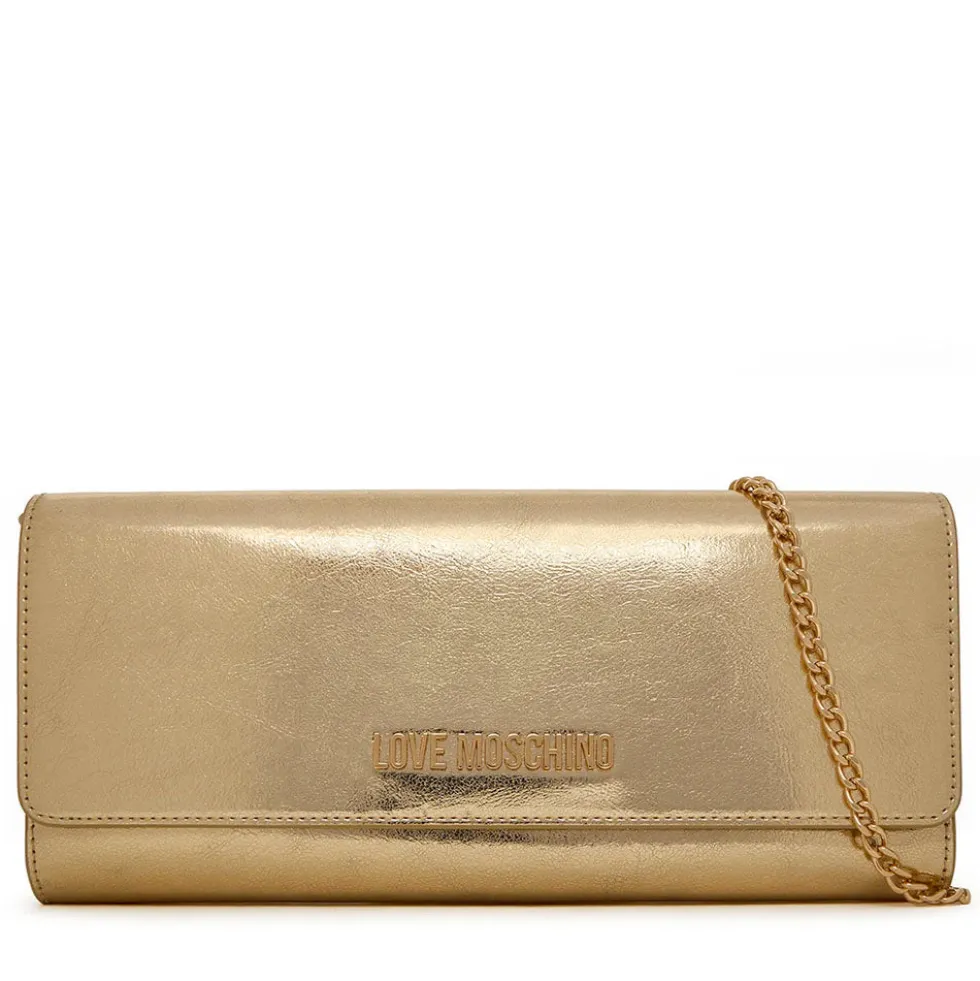 Clutch Donna con Tracolla LOVE MOSCHINO effetto Metallizzato Oro