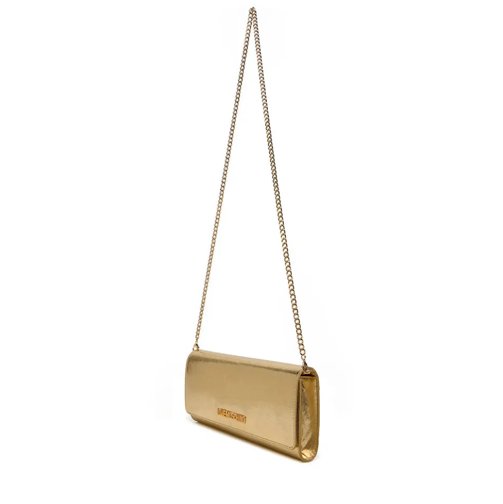Clutch Donna con Tracolla LOVE MOSCHINO effetto Metallizzato Oro