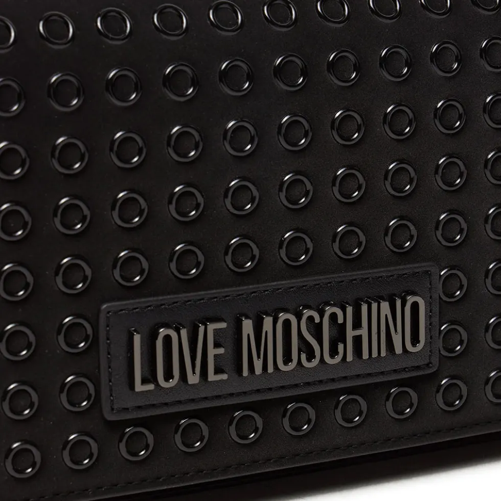 Clutch Donna con Tracolla LOVE MOSCHINO linea Glam Up Nera con Logo Canna di Fucile